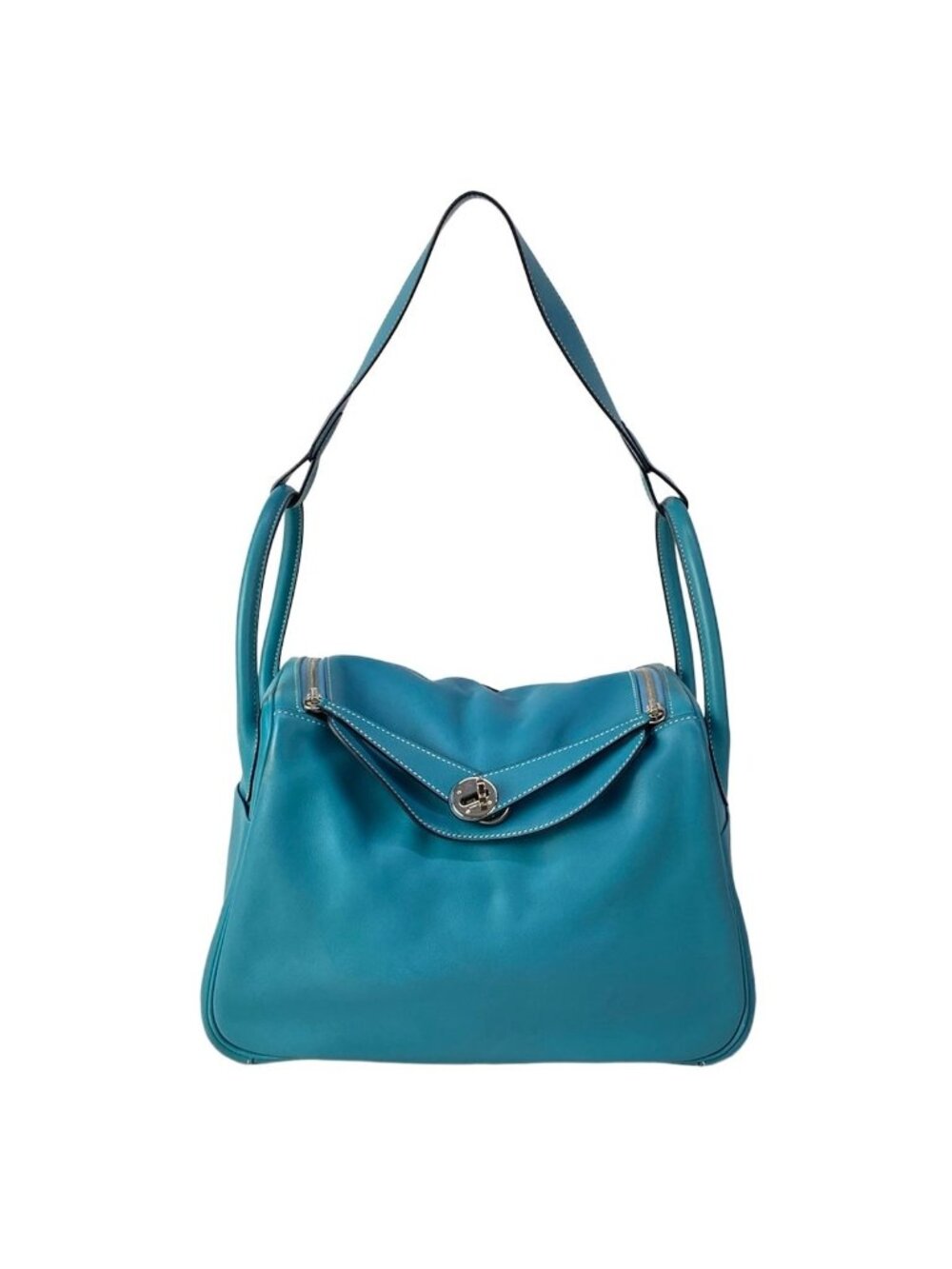 Hermes Shoulder Bag Lindy 30 Turquoise Silver